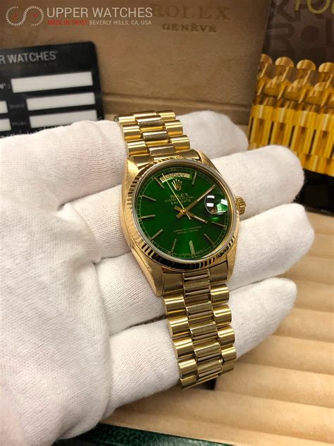 rolex oyster perpetual day date gold green|Rolex Oyster Perpetual date prix.